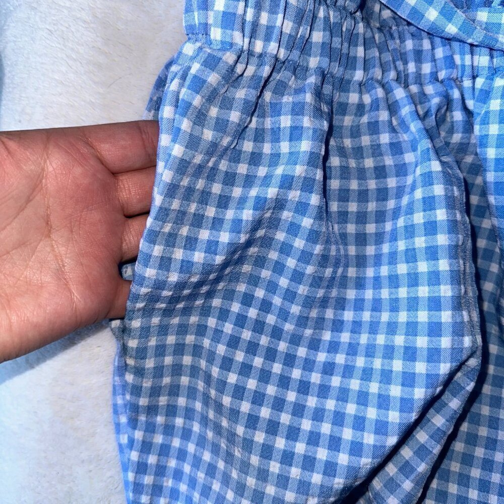 SET Black & Blue White Gingham Paperbag Women's Linen Pants Sienna Sky - Picture 7 of 7